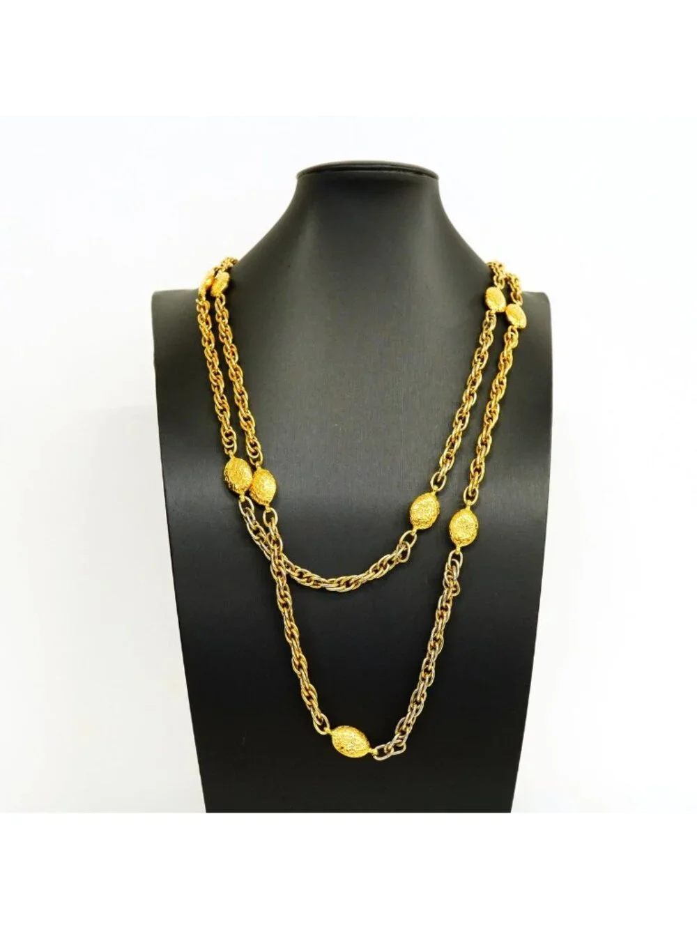 Chanel Necklace Vintage Logo Gold Plated